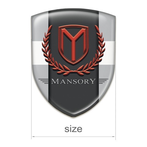 Mansory Silicone Car Decal Badge Grey with White Band Print 