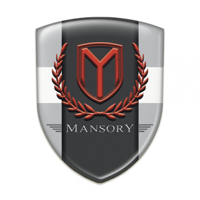 Mansory Silicone Car Decal Badge Grey with White Band Print 