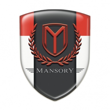 Mansory Self Adhesive Emblem Logo White Red Print 