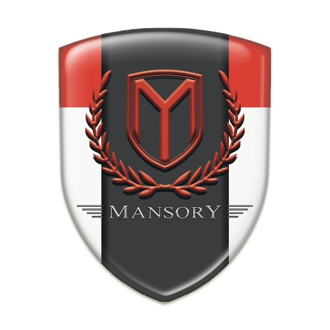 Mansory Self Adhesive Emblem Logo White Red Print 