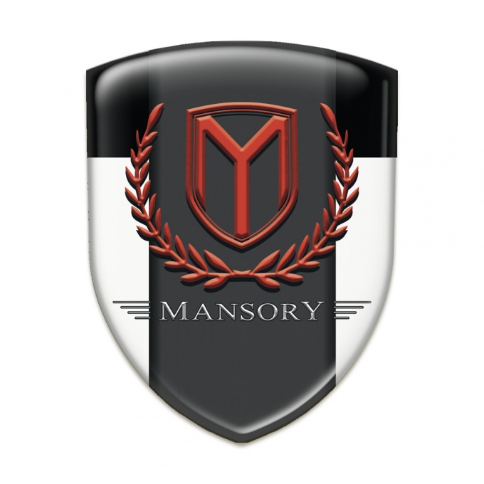 Mansory Silicone Car Decal Badge White Black Print 