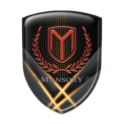 Mansory Self Adhesive Car logo Emblem with orange Crossed Lights effect 