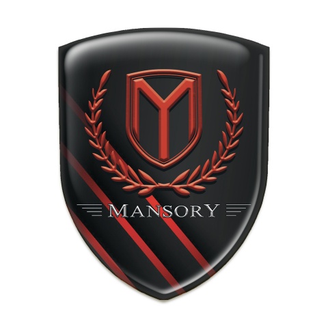 Mansory Car Accessories Badge Black wwith Red Diagonal stripes 