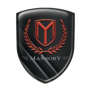 Mansory Self Adhesive Car logo Emblem Black with Grey Diagonal Stripes 