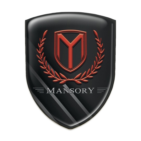 Mansory Self Adhesive Car logo Emblem Black with Grey Diagonal Stripes 
