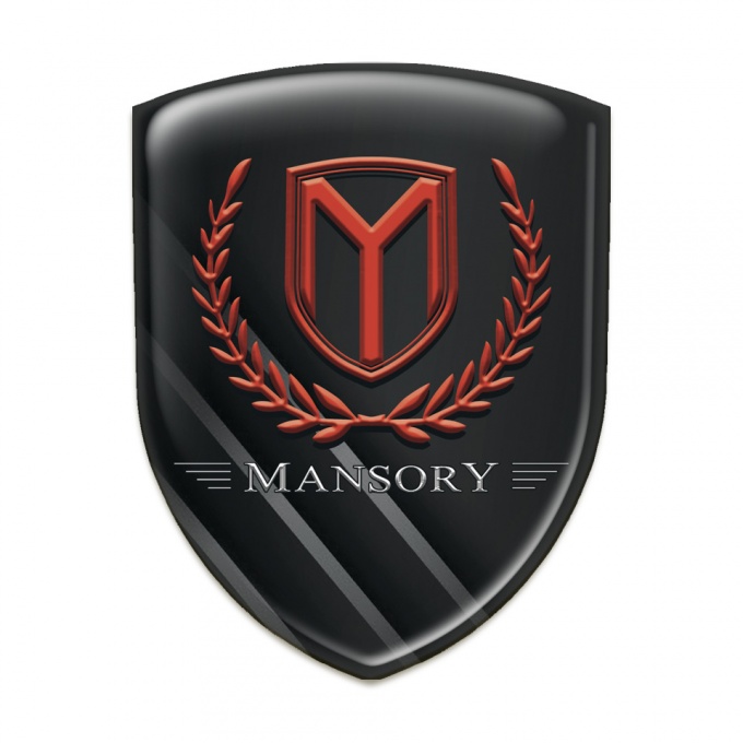 Mansory Self Adhesive Car logo Emblem Black with Grey Diagonal Stripes 
