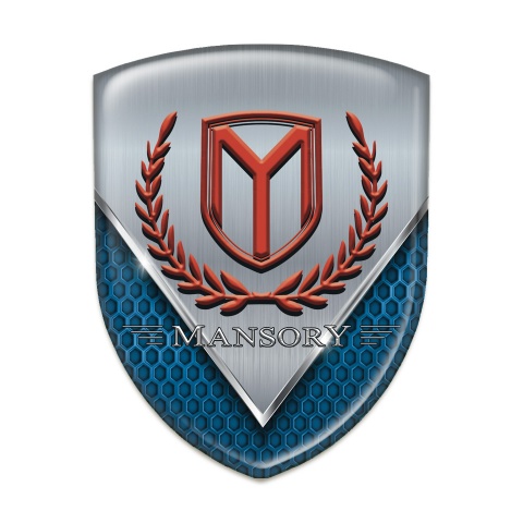 Mansory Domed Emblem Aluminium Sheet with Blue Mesh Decoration 