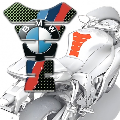 BMW Harz 3D Tankpad Motorrad Neon Punkte Stil