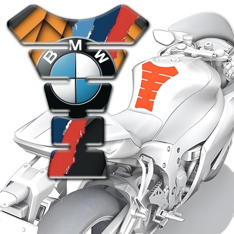 BMW Tank Guard Pads Orange Shape detail Style 