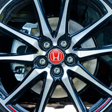 Honda Wheel Domed Emblems for Center Cap Red Grey