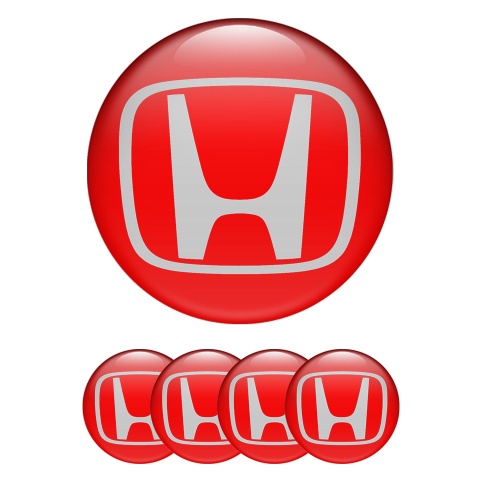 Honda Wheel Domed Emblems for Center Cap Red Grey