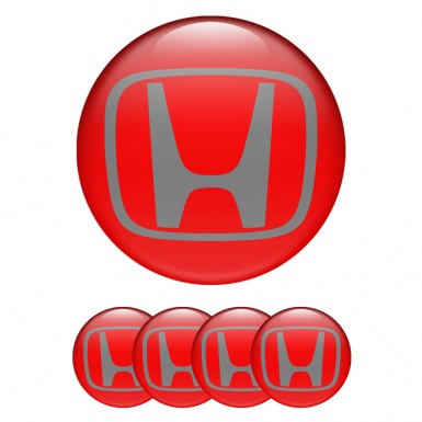 Honda Wheel Emblems for Center Cap Red Grey