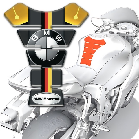 BMW Tank Pad Protector Yelloow Black base German Flag motif 