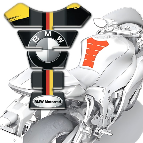 BMW Tank Guard Pads Black Yellow Base Decoration and German Flag Motif