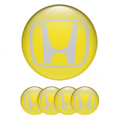 Honda Emblems for Wheel Center Caps Yellow Grey