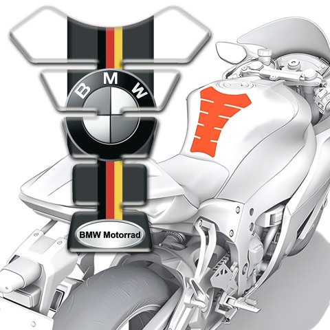 BMW Tank Guard Pads White Black Base with German Flag Decoration 