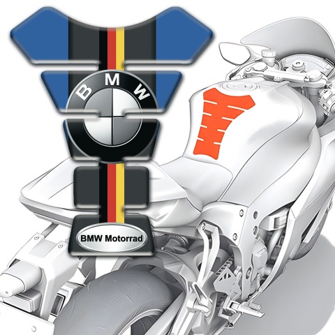 BMW Tank Pad Protector Blue Black base with German Flag Decoration 