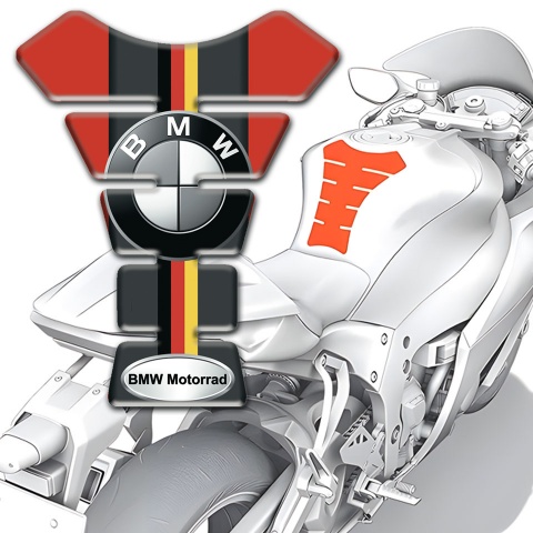 BMW Motorrad Tank Protector Red Black Base with German Flag Decoration 