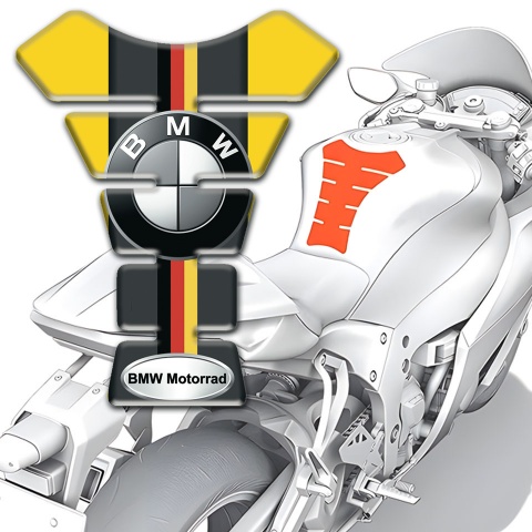 BMW Tank Guard Pads Yellow Black Base with German Flag Print 