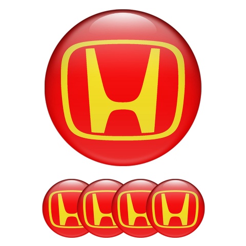 Honda Emblems for Wheel Center Caps Red Yellow