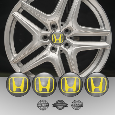 Honda Wheel Emblems for Center Caps Carbon Yellow