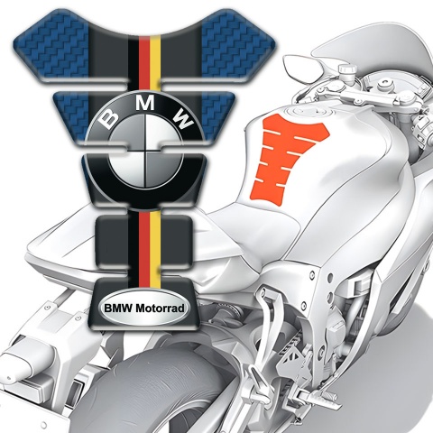 BMW Motorrad Tank Pad Protector Navy Blue Carbon Design 