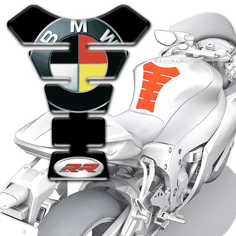 BMW RR Tank Protector Black base German Flag Logo Style 