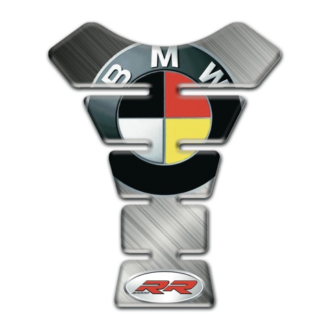 BMW RR Tank Guard Pads polished Grey Base German Flag Logo Style 