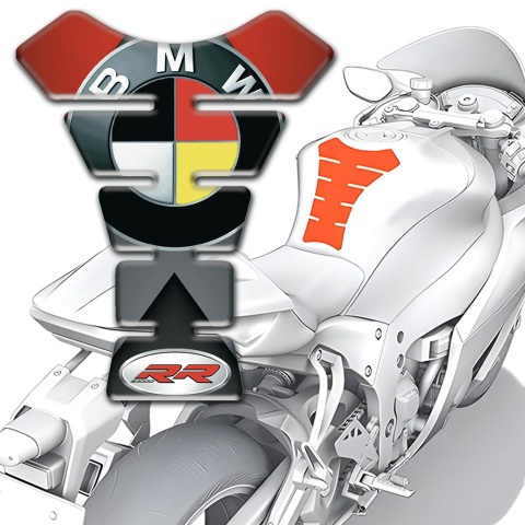 BMW RR Tank Protector Multicolored Print with Black arrow Decoration 