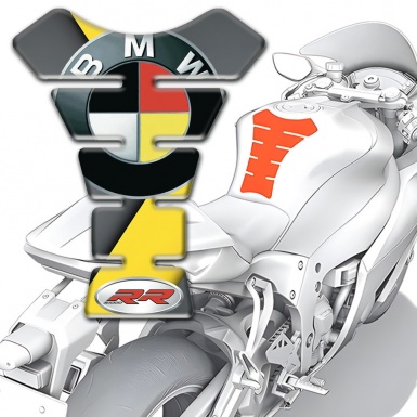 BMW Tank Pad Protector Yellow Grey Base with German Flag Logo 