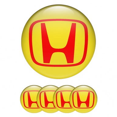 Honda Emblems for Wheel Center Caps Yellow Red