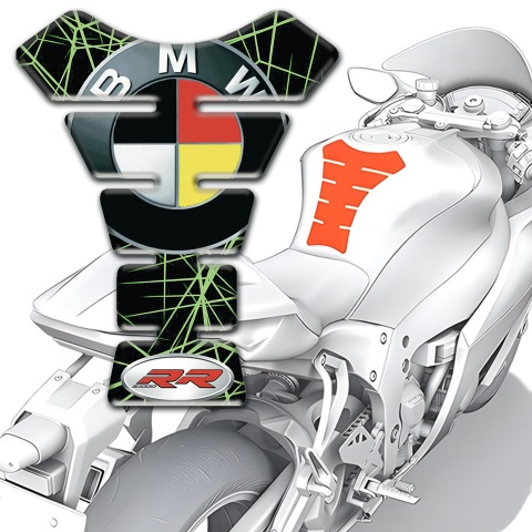 BMW RR Tank Protector Green Spider Web Style 