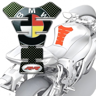 BMW Tank Guard Pads Green Dots Design German Flag Logo 