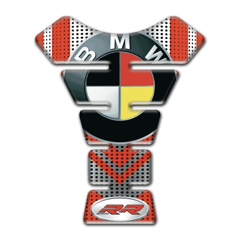 BMW Tank Pad Protector Perforated Red Grey Base with German Flag Logo 