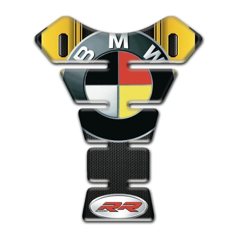 BMW Tank Guard Pads Yellow Black Base German Flag Logo Motif 
