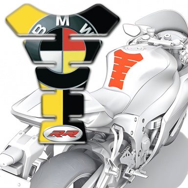 BMW RR Tank Protector Black Yellow Sides Base German Flag Logo 