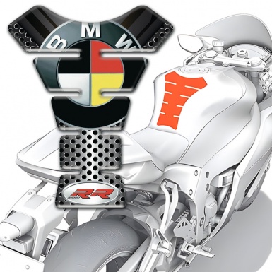 BMW Tank Pad Protector Perforated Metal background German Flag Logo 