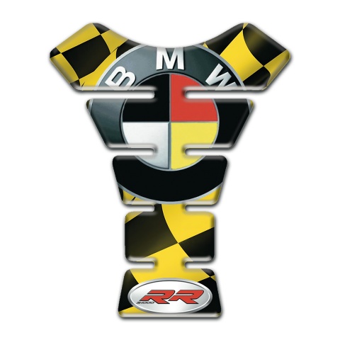 BMW Tank Guard Pads Yellow Black Squares Decoration 