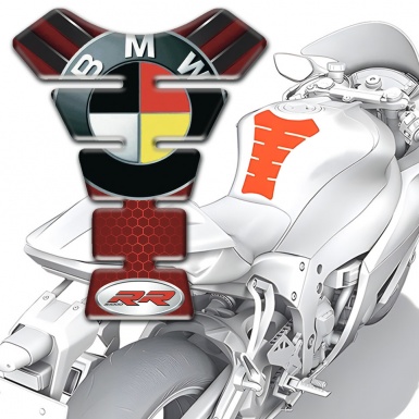 BMW RR Tank Guard Pads Red Honeycomb motive 