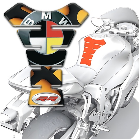 BMW Tank Guard Pads Orange Black Elements Design 