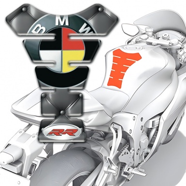 BMW RR Tank Guard Pads Grey Leather Base Effect 