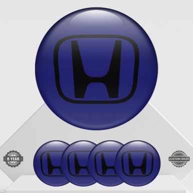 Honda Domed Stickers for Center Caps Night Blue