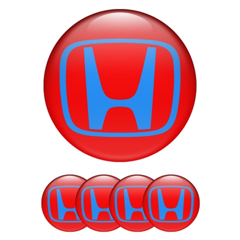 Honda Domed Stickers for Center Caps Red Blue