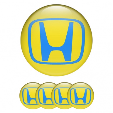 Honda Wheel Emblems for Center Caps Yellow Navy