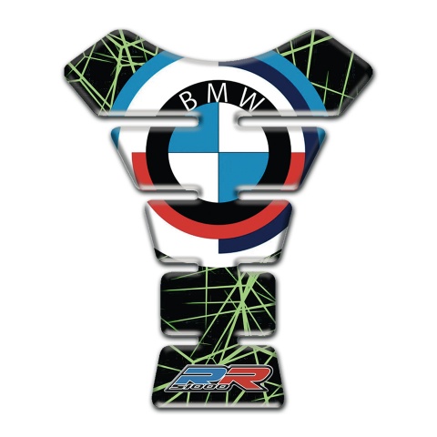BMW RR Tank Guard Pads Black with Green patterns Design 