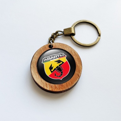 Fiat Abarth Keychain Wood Handmade Black Classic Logo