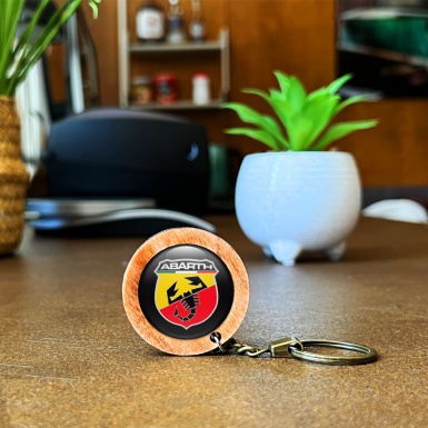 Fiat Abarth Keychain Wood Handmade Black Classic Logo