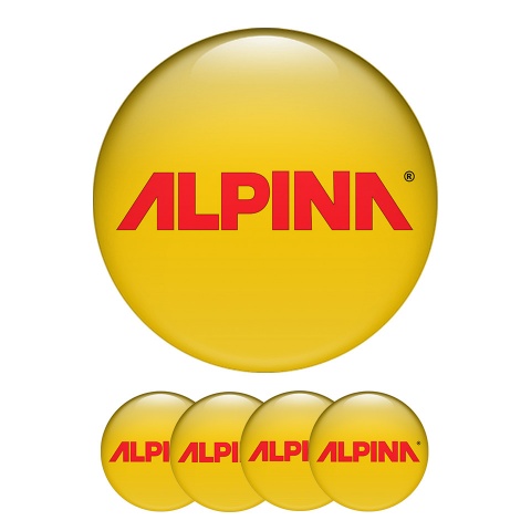 BMW Alpina Wheel Center Cap Domed Stickers Yellow Line