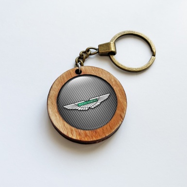 Aston Martin Handmade Wood Keychain Carbon