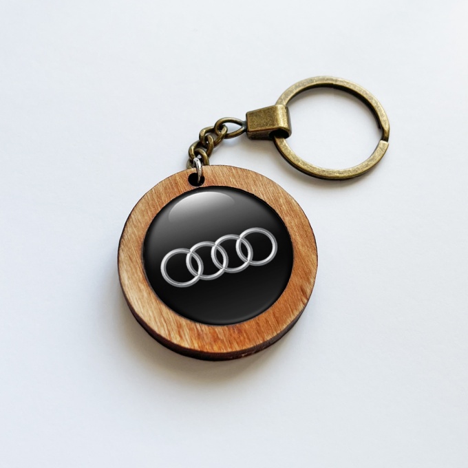 Audi Keychain Wood Black 3D Logo | Keychains | Accessories | X-Sticker